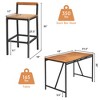 Costway 5PCS Patio Rattan Bar Table Stool Set Acacia Wood Top W/Umbrella Hole - 4 of 4