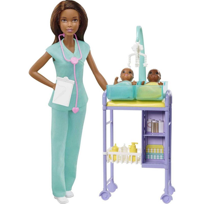 Barbie You Can Be Anything Baby Doctor Brunette Doll and Playset, 1 of 7