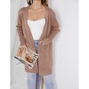 Women's Long Cardigans Cozy Open Front Casual Fall Sweater Coat with Pocket - 2 of 4