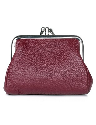 Julia Buxton Hudson Leather Pik-Me-Up Triple Frame Coin Purse - Red