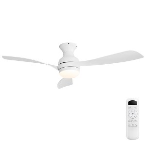 Wanze of Ocean 52 in. Modern Indoor White 6-Speed White Blades Flush Mount Ceiling Fan with 3-Color Dimmable LED Light - 1 of 4