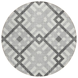 Gray Charcoal And Ivory Geometric Washable Indoor Outdoor Area Rug - 1 of 4