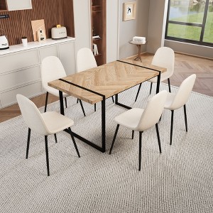 NicBex Dining Table Set for 6 Modern Dining Table with MDF Tabletop, Metal Frame and 6 Suede Chairs for Kitchen - 1 of 4
