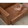 75" Futon Sofa Bed, Mid-Century Modern Futon Couch, Convertible Sleeper Sofa with Adjustable Backrest, Loveseat with Side Pockets, PU Leather, Brown - 3 of 4