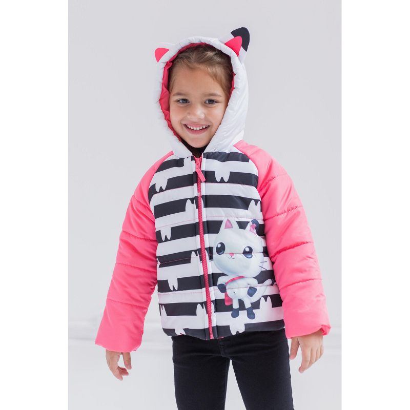 Dreamworks Gabby's Dollhouse Pandy Paws Girls Zip Up Puffer Jacket Toddler, 2 of 7