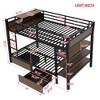 JANSNO Black Metal Bunk Bed with Built-in Storage Shelves, Light Strip & USB Power Strip - 4 of 4
