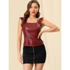 Allegra K Women's Lace Trim Party Faux Leather PU Tank Top - 3 of 4