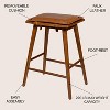 JONATHAN Y Peroni MidCentury Classic Saddle-Seat Solid Wood/Vegan Leather Backless Stool with Removeable Cushion - 3 of 4