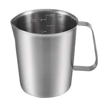 Unique Bargains Measuring Cup Including ML Scale Ounce Scale Stainless Steel Graduated Beaker with Handle for Lab Kitchen liquids