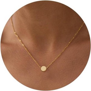 Circle CZ Pendant Necklace 14K Gold Plated Twist Rope Chain Jewelry - 1 of 4