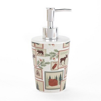 Lakeside Rustic Soap/Lotion Pump - Ceramic Mountain Lodge Bathroom Decor, Moose/Bear