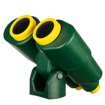 PLAYBERG Green and Yellow Plastic Outdoor Gym Playground Pirate Ship Double Telescope, Kids Treehouse Toy Accessories Binocular