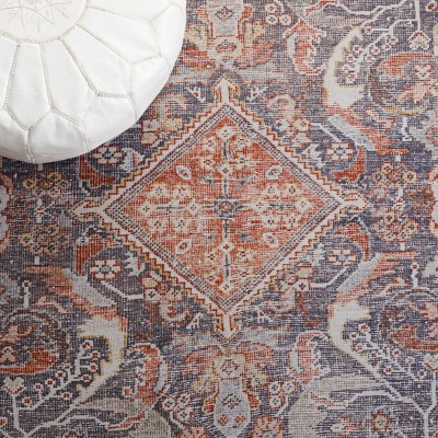 Elegant Gray 4' x 6' Hand-Knotted Synthetic Area Rug