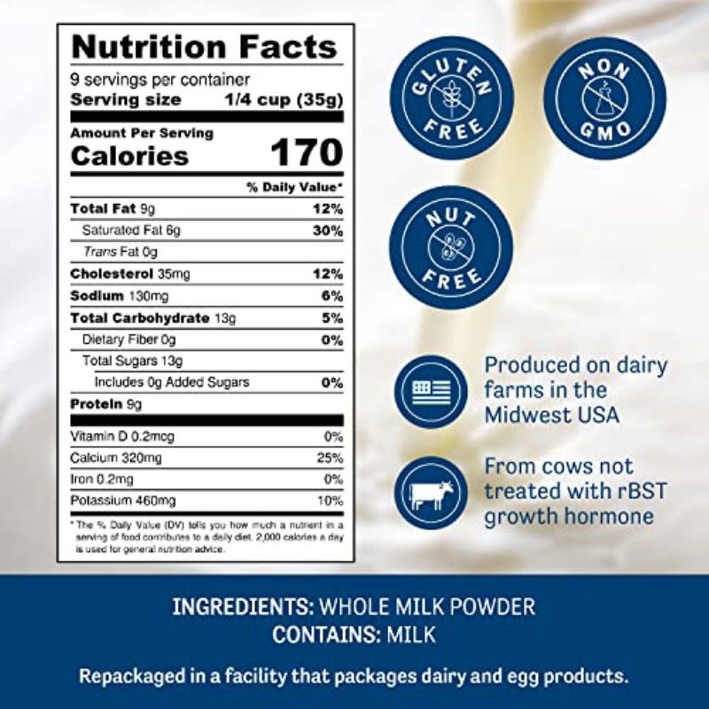 Judee's Gluten Free Whole Milk Powder 11 Oz, 100% Non-GMO, Hormone-Free, Gluten & Nut-Free, Shelf Stable, Travel Ready, Pantry Sta Made in USA, 2 of 8