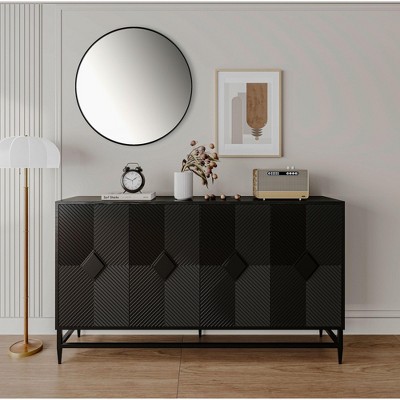 Accent Storage Cabinet Buffet Cabinet With 2 Doors,Kitchen Pantry Cabinet,Wooden Corner Pantry Cabinet With Adjustable Shelves-Maison Boucle