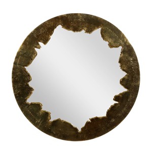 Aluminum Handmade Live Edge Wall Mirror Gold - Olivia & May: Large Round, Living Room, No Assembly Required - 1 of 4