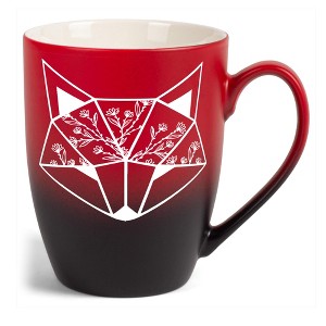 Elanze Designs Nature Animal Coffee Cup Mug 12 Ounce Ceramic With Ombre Gradient Floral Geometric Fox Red and Black - 1 of 4