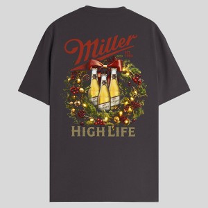 Men's Miller Holiday Graphic T-Shirt - Charcoal Gray - 1 of 4