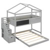 NicBex Twin Over Full House Bunk Bed with Guardrail and Blackboard,Loft Bed with Storage Stairs and Window,Noise Reduced Bunk Beds for Bedroom - 2 of 4