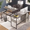 Bestier Versatile 60" L-Shaped Standing Desk, Lift Top Corner Desk Extending to 95" Tall with Storage Cabinet and Hooks for Home Office - 2 of 4