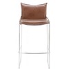 Faux Leather Barstool 40.4"H, Brown Seat & Chrome Steel Frame With Armrests by Zuo Modern - 3 of 4