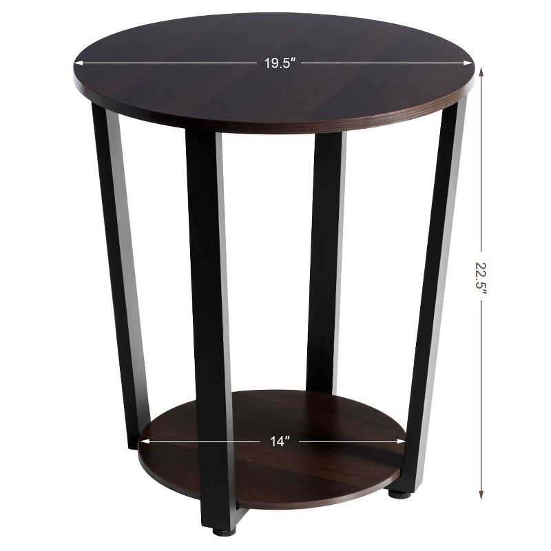 Costway Industrial End Table Sofa Side Table Nightstand Storage Shelf, 4 of 11
