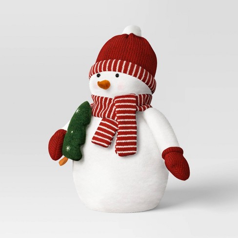Fabric Snowman Figurine Holding Christmas Tree Wondershop White Target