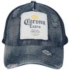 Adult Corona Extra Label Patch Distressed Dark Denim Adjustable Hat - 2 of 4