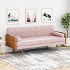 Christopher Knight Home Jalon Tufted 3 Seater Sofa with Bolster Pillows, Light Blush/Dark Walnut - 2 of 4
