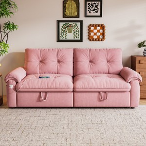 GDFStudio Harlow 77.2" Modern Convertible Velvet Upholstered Sofa Bed with Steel Frame - 1 of 4