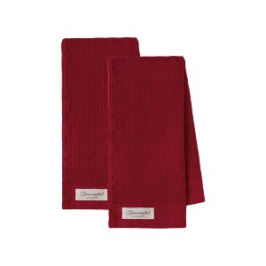 Design Imports Washed Waffle Dishtowel Set/2, Red Cider Checker - 1 of 3