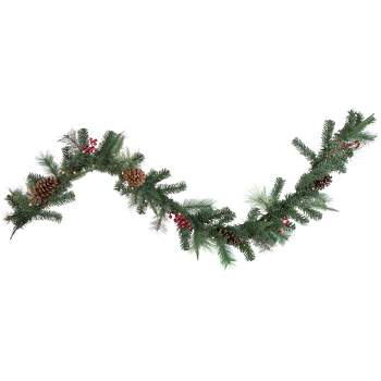 Northlight 6' x 9" Pre-Lit Decorated Pine Cone and Berries Artificial Christmas Garland