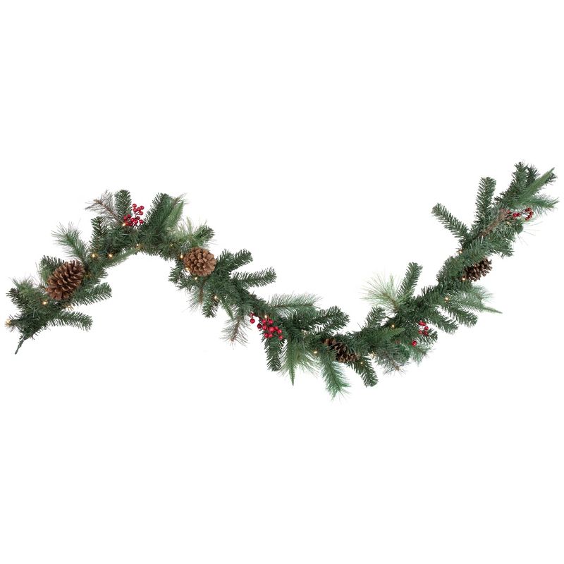 Northlight Pre-Lit Battery Operated Decorated Artificial Christmas Garland - 6' x 9" - LED Cool White Lights, 1 of 5