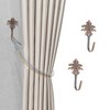 Unique Bargains Curtain Holdbacks Five-Leaf Design Hooks Iron 3.94"x1.97" 1 Pair - 2 of 4