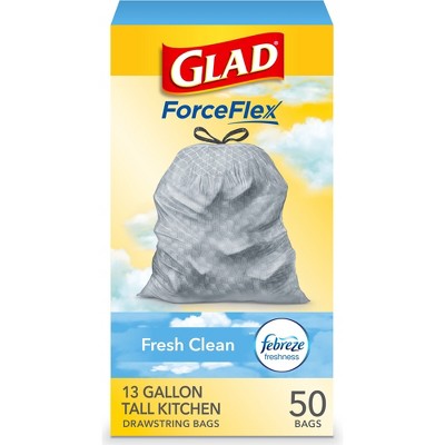 Glad ForceFlexPlus X-Large Kitchen Drawstring Bags - Fresh Clean with  Febreze Freshness - Large Size - 20 gal Capacity - 24.02 Width x 32.01  Length - Drawstring Closure - Gray - 6/Carton - 30 Per Box - Home, Garbage,  Office, Kitchen