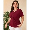 Whizmax Women Plus Size V Neck Button Blouse Short Sleeves Summer Comfy Lightweight Casual Tunic Tops - 4 of 4