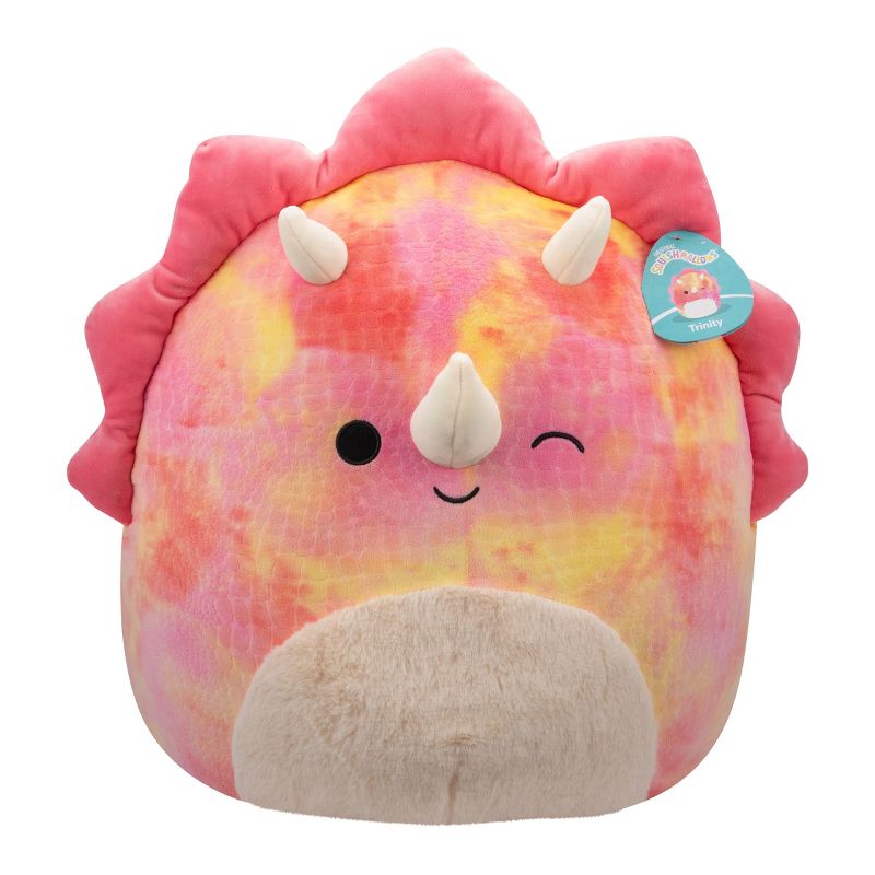 Squishmallows 16&#34; Trinity Pink Tie-Dye Triceratops with Fuzzy Belly Large Plush, 3 of 11