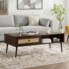 MOEPISY Mid-Century Modern Coffee Table, 47 Inch Rectangle Console Table with Drawer & Shelf, Walnut - 4 of 4