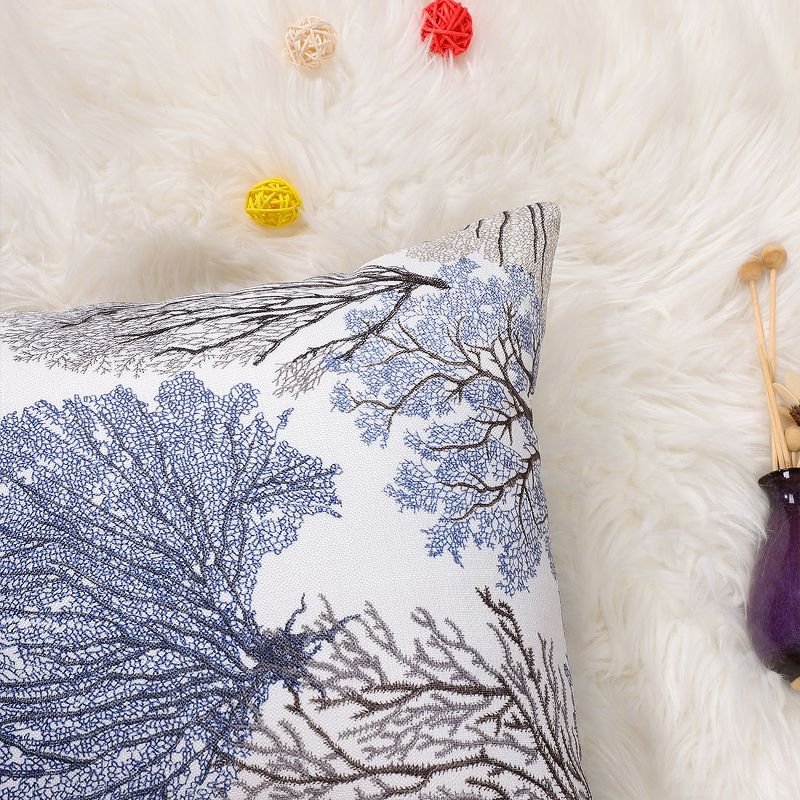 PiccoCasa 4 Pcs 18"x18" Linen for Sofa Bedroom Decorative Pillow Cover Multicolored, 5 of 8