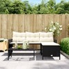 vidaXL Patio Sofa Set - L-Shaped Black Poly Rattan, Powder-Coated Steel Frame with Cream Cushions, Tempered Glass Coffee Table for Garden/Deck - 3 of 4