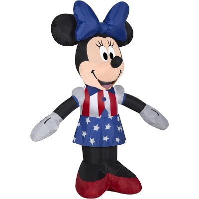Gemmy Airblown Inflatable Patriotic Minnie Mouse, 3.5 ft Tall, White