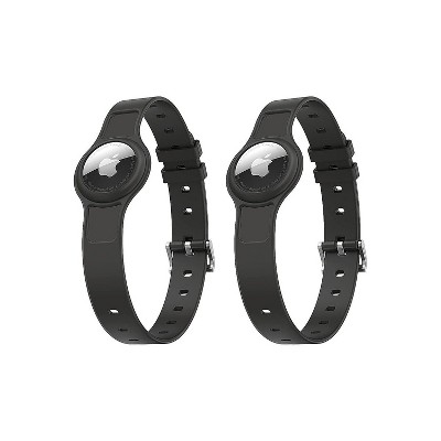 SaharaCase Adjustable Silicone Dog Collar for Apple AirTag Small and Medium Dogs Black 2/Pack