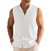 COOFANDY Men's Summer Beach Tank Tops Sleeveless Button Up Shirt Casual Textured Tank Shirts - 2 of 4