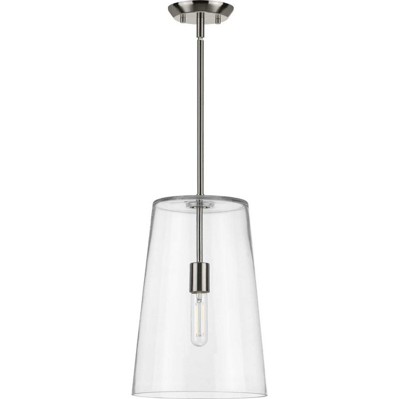 Progress Lighting Clarion 1-Light Pendant, Polished Nickel, Clear Glass Shade, 3 of 5