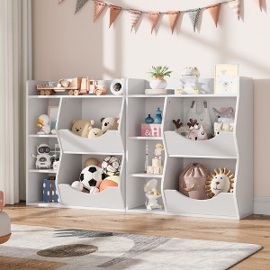 Kids Bookshelf, Storage Organizer, 3-Tier Toddler Bookcase, 5 Cube Double Side Storage Display Cabinet for Kids Room, Bedroom, Kindergarten - 1 of 4