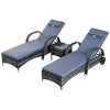 Outsunny Chaise Lounge Set of 2 with 5 Angle Backrest, Wheels, Armrests, Table, Cushions, PE Rattan Wicker Chairs, 3-Piece Pool Furniture Set, Gray - 4 of 4