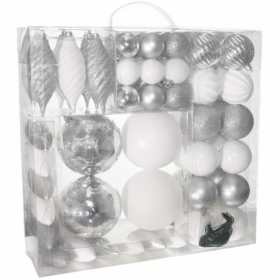 R N' Ds Christmas Hanging Ball Ornaments - Silver And White - 75 Pack :  Target