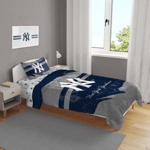 MLB New York Yankees Slanted Stripe Twin Bedding Set in a Bag - 4pc - 1 of 3