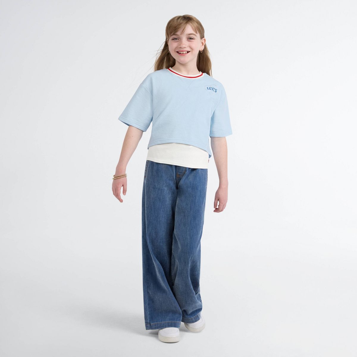 Levi's® Girls' Short Sleeve Layered Crewneck 2-Fer Top Multicolor - thumbnail 6