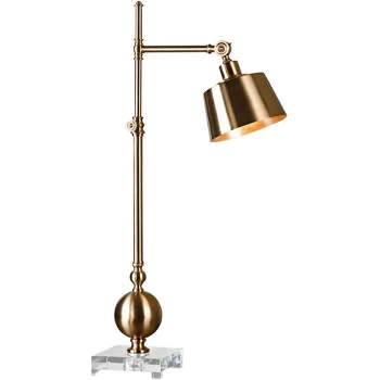 Uttermost Luxe Adjustable Desk Lamp 33 1/4" Tall Brushed Brass Metal Shade for Living Room Bedroom House Bedside Nightstand Home